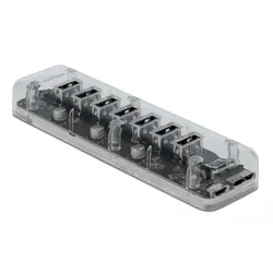 Delock Externer USB 3.0 Hub mit 7 Ports transparent