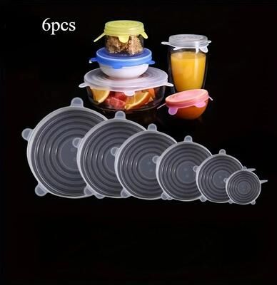 Inspired Finds 6 Piece Reusable Silicone Bowl Lids For Food Storage And Kitchen Leftovers white