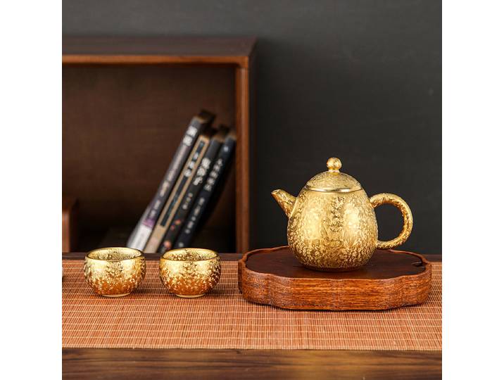 Théière kung-fu dorée colorée, pot œuf de dragon haut de gamme pour la maison, service à thé kung-fu rétro, pot à thé doré, cadeau