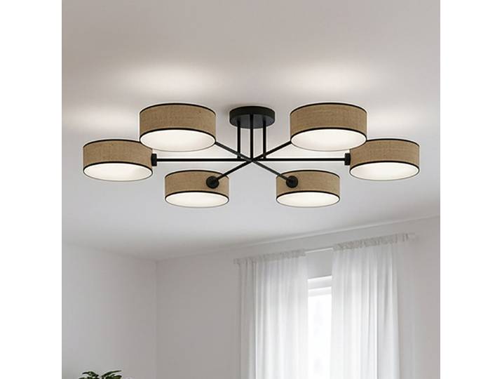 Plafonnier Maga Type B 105 x 22 x 105cm Marron 6 Rotin, acier E14