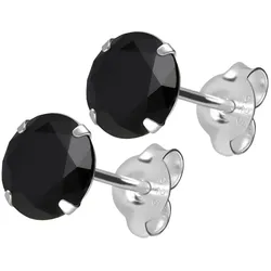 925er Silber Ohrstecker RUNDER KRISTALL