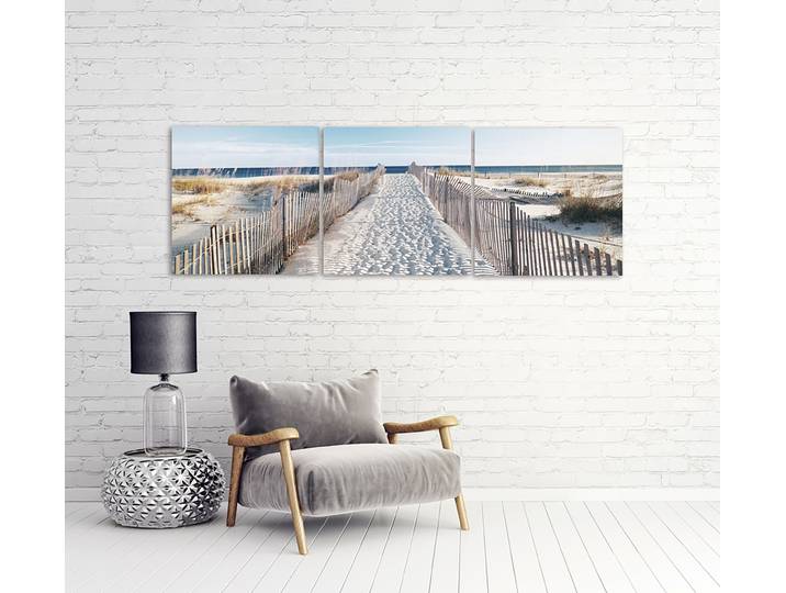 Image en verre Le chemin vers la plage verre de sécurité Blanc/Bleu/Beige/Noir 60 x 180 x 2cm