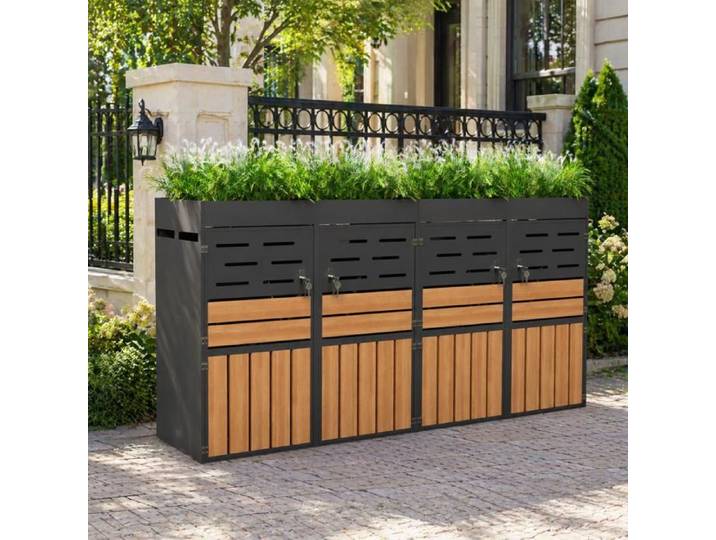 Armoire de jardin multifonctionnelle 264x80x128 cm Gris Tôle salon de jardin terrasse extérieure