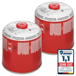 EVOCAMP 2x Gaskartuschen 500g mit Schraubventil Butan/Propan – Zuverlässige Energie für Gaskocher und Outdoor-Aktivitäten