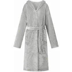vidaXL Bademantel Hoodie Grau L Flanell