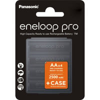 Akku eneloop pro, Mignon AA 1,2V / 2.500mAh + Case 4 Stück + Akkubox