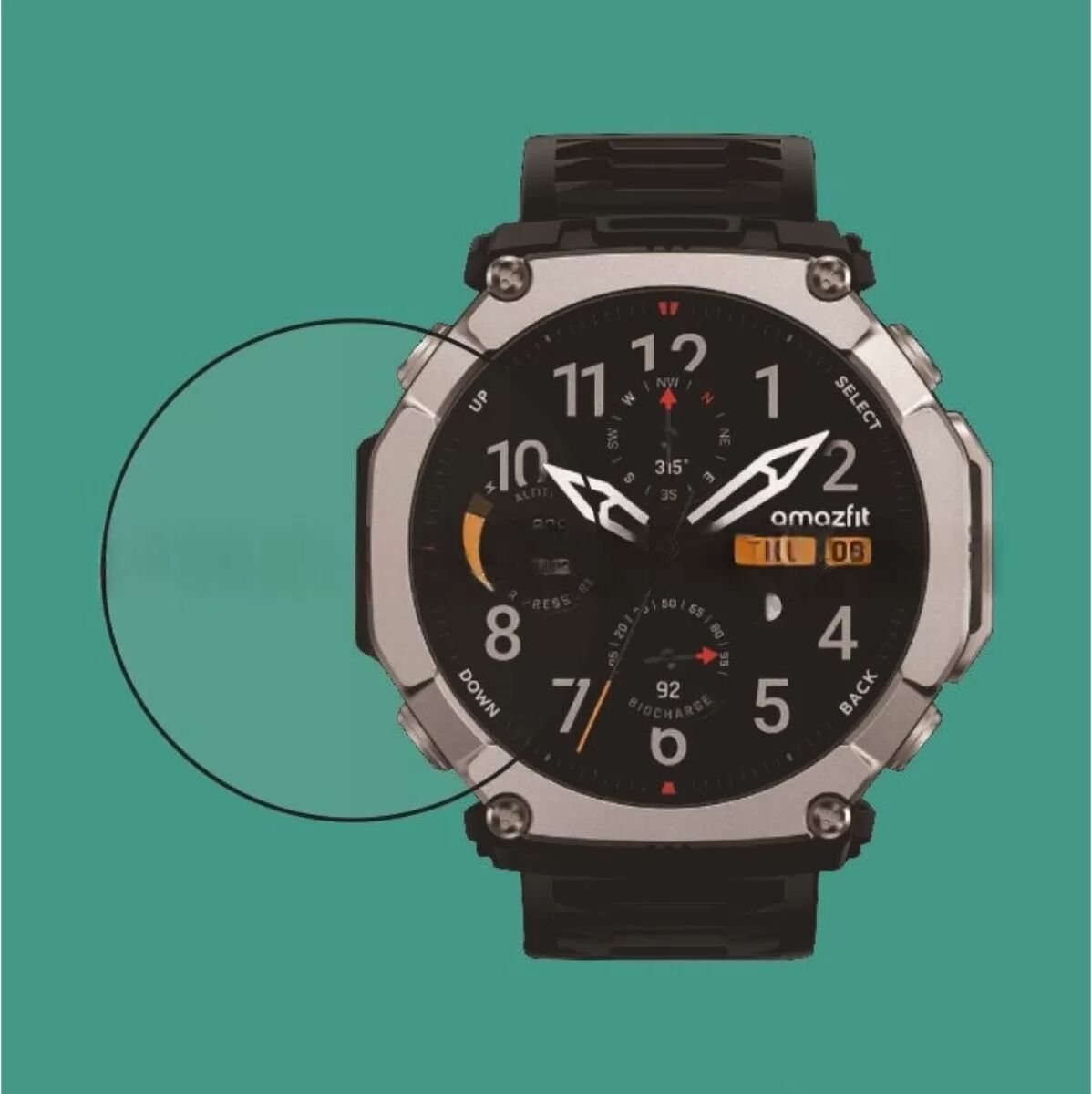 INF Bildschirmschutz kompatibel mit Amazfit T-Rex Ultra 2 — PMMA-Verbund Vollklebend, Augenschutz lila Lichtfilter,