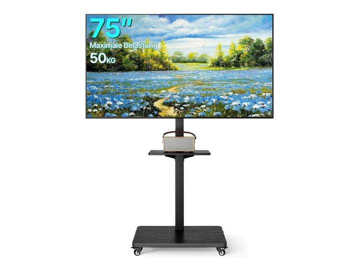 LuxusKollektion TV-Ständer TV Rollwagen höhenverstellbar & schwenkbar Schwarz, (1-tlg)