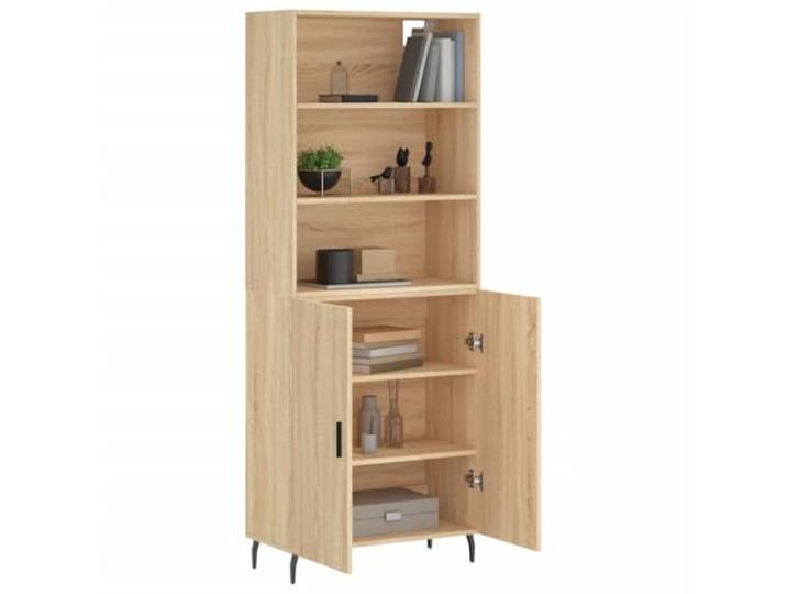 KTHLBRH Sideboard Eiche Sonoma 69,5 x 34 x 180 cm Mehrschichtholz Metallfüße, großer Stauraum, Montage erforderlich, 1 Sideboard + 1 Regal
