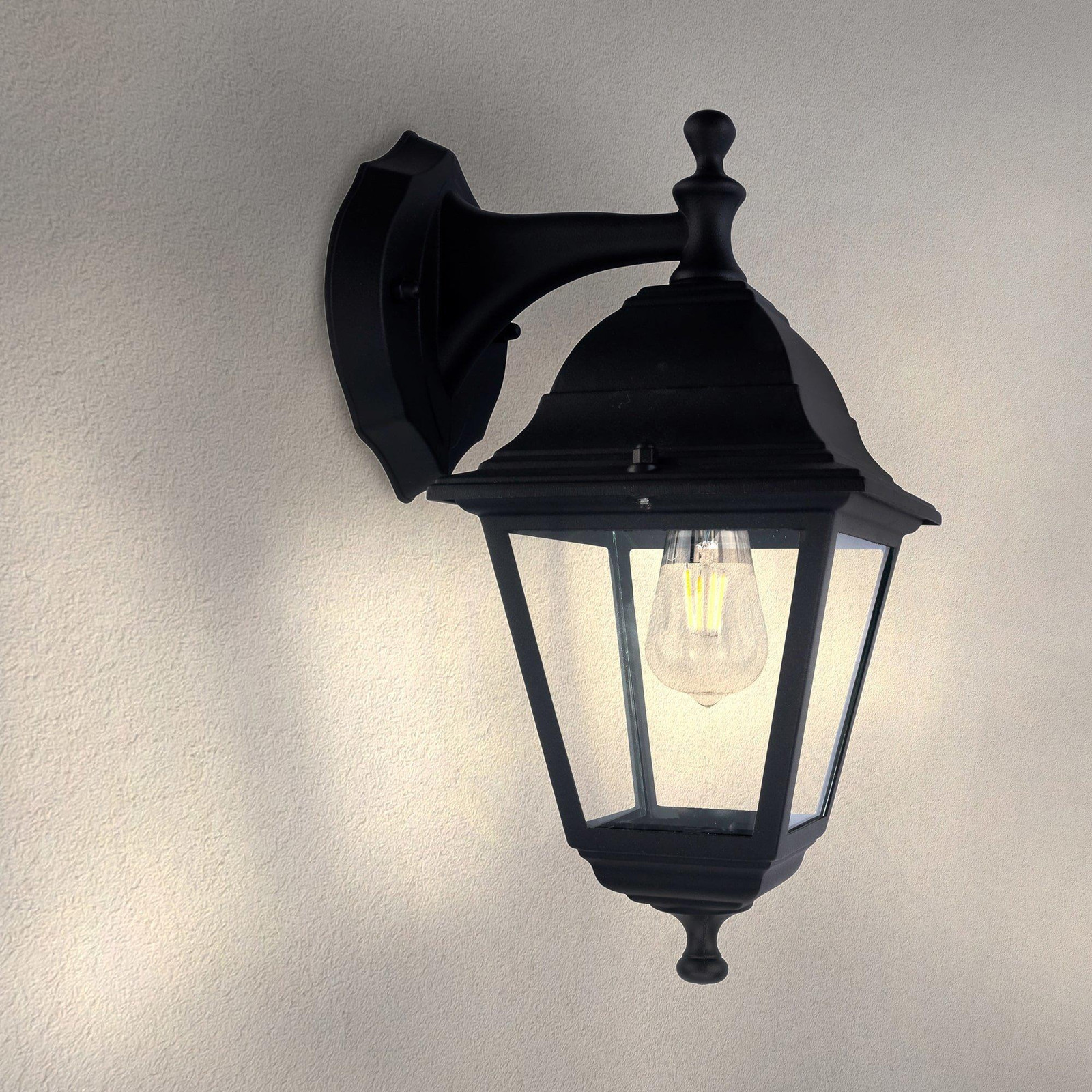 Ledvion Wandlamp, IP44, 15W, E27, zwart, dimbaar