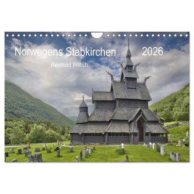 Norwegens Stabkirchen (Wandkalender 2026 DIN A4 quer), CALVENDO Monatskalender