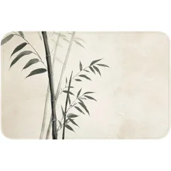 BADEMATTE Japandi - Bambus - Beige Badvorleger 80x50 cm