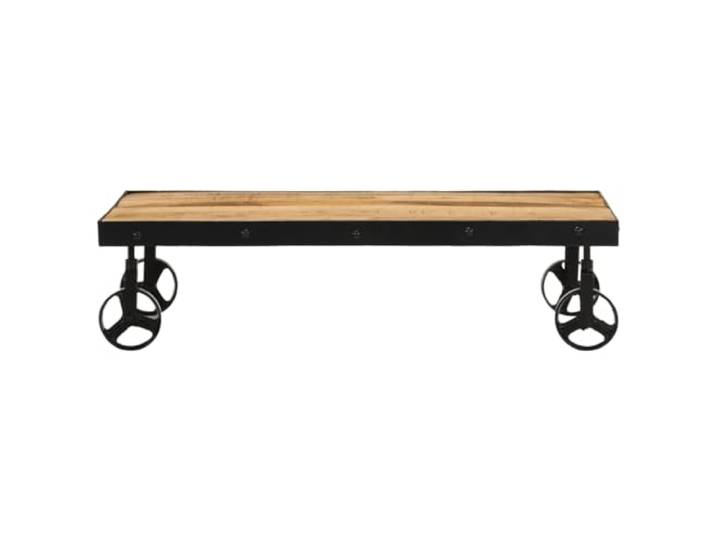 Couchtisch mit Rollen aus massivem Mangoholz, 100 x 55 x 26 cm