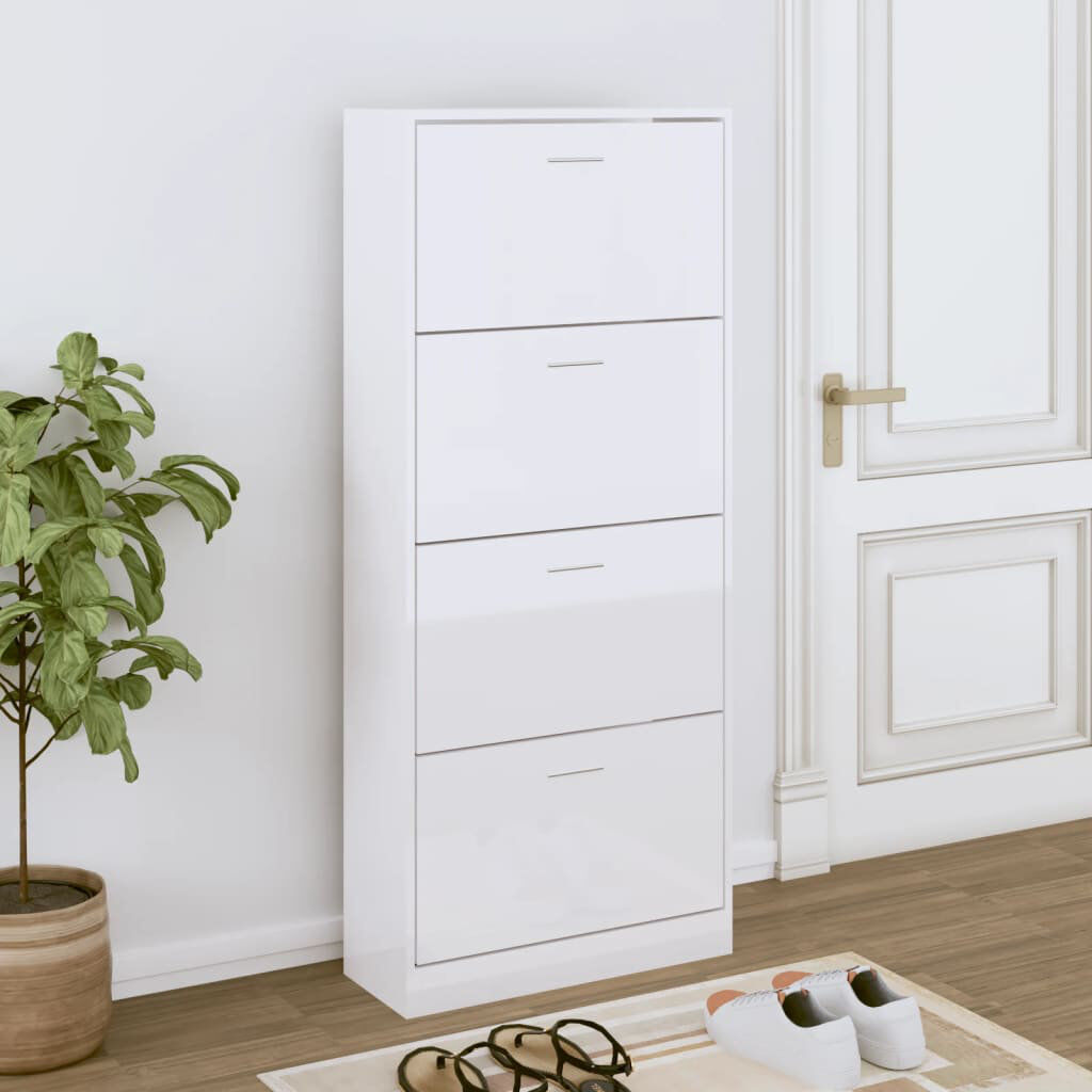 Brayden Studio 12 Pair Flip Down Shoe Storage High Gloss White 12