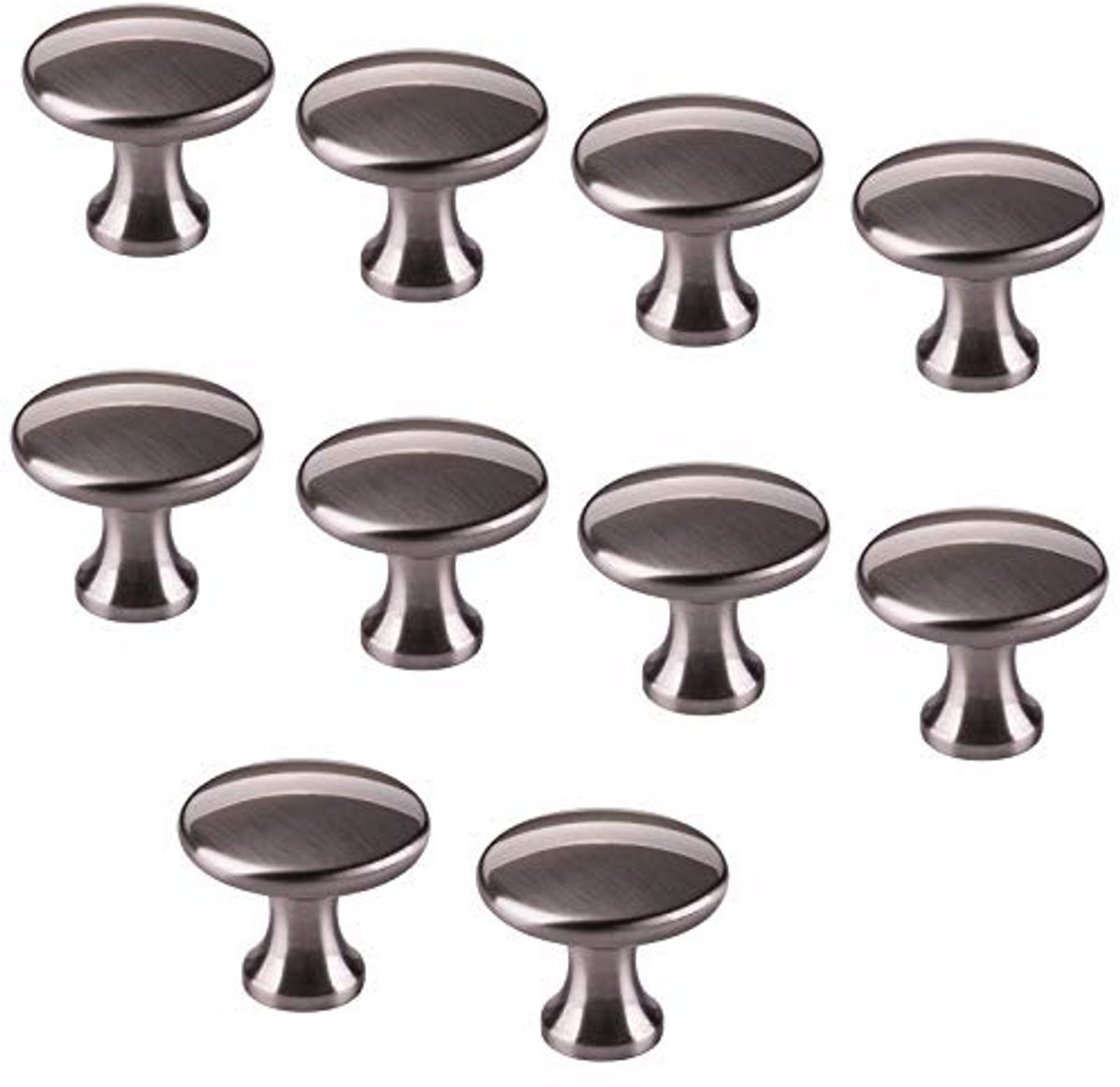 10 stuks Meubelknoppen RVS-look, Diameter: 29 mm, Hoogte: 25 mm
