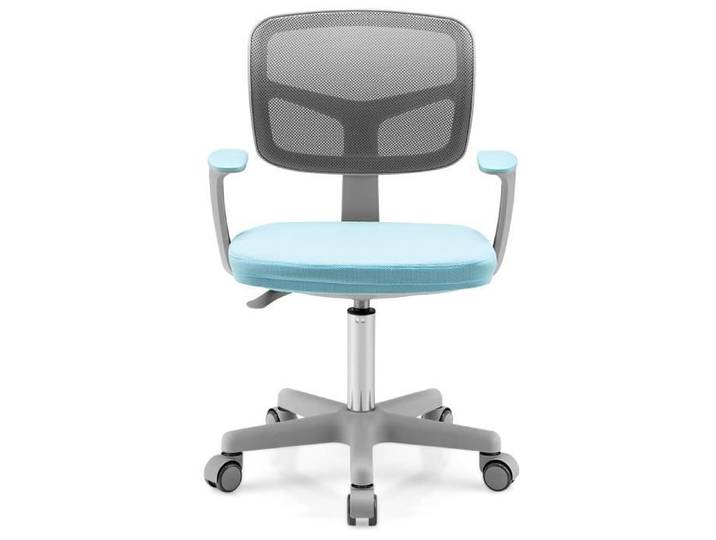GOPLUS Chaise de Bureau Enfant avec Dossier Ergonomique Hauteur Réglable Siège Pivotant à 360° pour Chambre d'Enfant Bleu