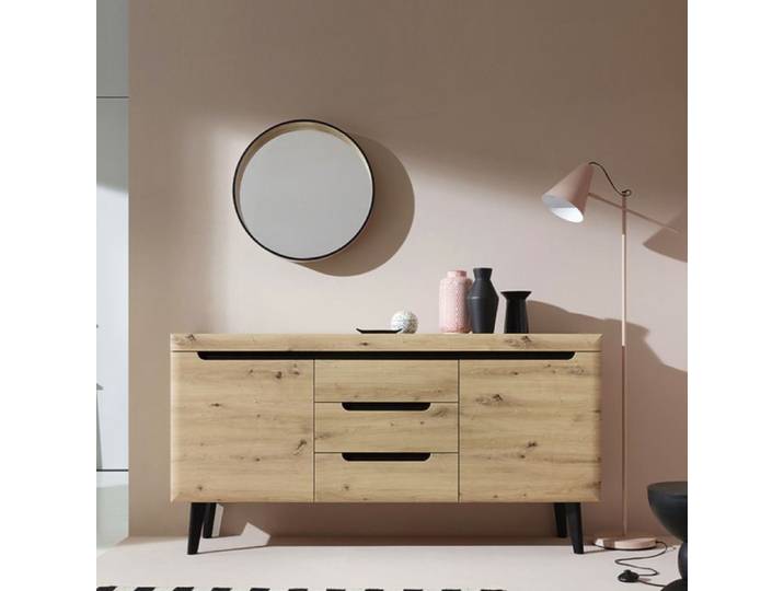 Buffet Komodee SUDBURRY KOM3 Façades en panneaux MDF Chêne Chêne 40 x 160 x 83 cm