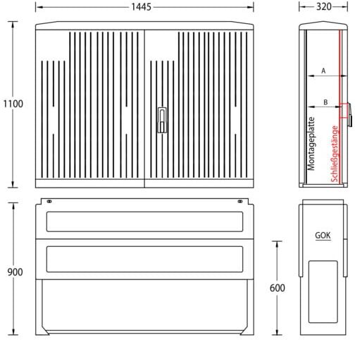 uesa Armoire normalisée IP44 1100x1445x320mm A130-M-1100 (6010-0101.73)