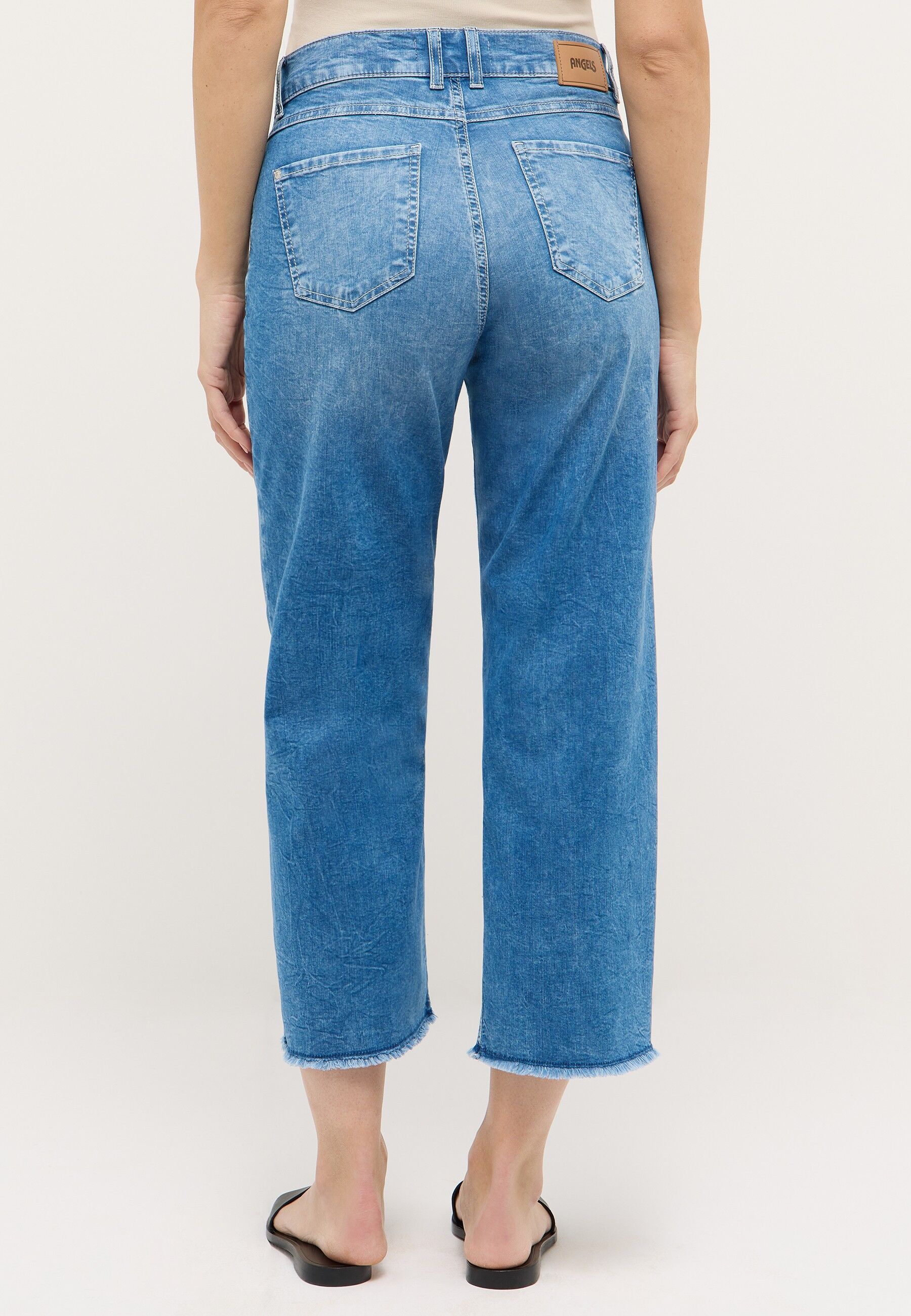 Straight-Jeans ANGELS "Linn", Damen, Gr. 38, Länge 24, light blau random used, Denim/Jeans, Obermaterial: 89% Baumwolle, 8% Polyester, 3% Elasthan, Jeans Straight-Jeans, Culotte light blau random used 38, Länge 24