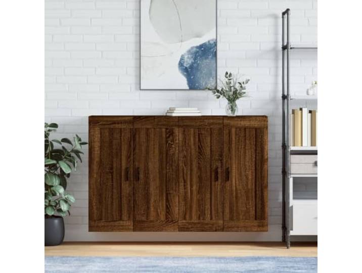 Jkghdrt Wandschraenke 2 STK. Braun Eichen-Optik Holzwerkstoff Haengeschrank Wandmontage, vielseitig als Sideboard-Aufsatz, glatte Oberflaeche, stabil, dekorativ, platzsparend