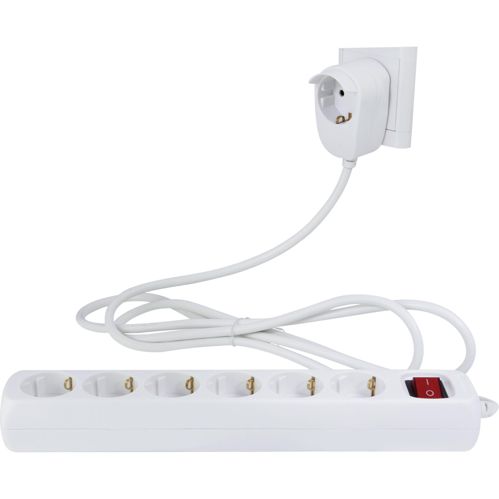 REV Steckdosenleiste 6+1-fach 5m + Schalter weiß Powersplit