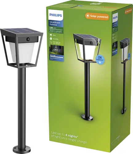 Philips LED 929004632001 Nissa Solar-Außenstandleuchte LED LED fest eingebaut 1.8W Schwarz