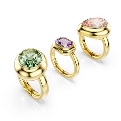 Ring-Set SWAROVSKI "Schmuck Geschenk Gema Ring Set" Gr. M, bunt (gelbgoldfarben, grün, lila, rosa), Fingerringe, Damen, M, Metall, mit Swarovski Kristall, Zirkonia (synth.)
