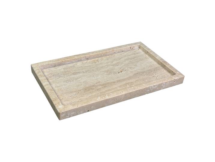Plateau en travertin naturel, plateau de vanité en marbre pour salle de bain/cuisine/coiffeuse (travertin beige, 10 x 6 )