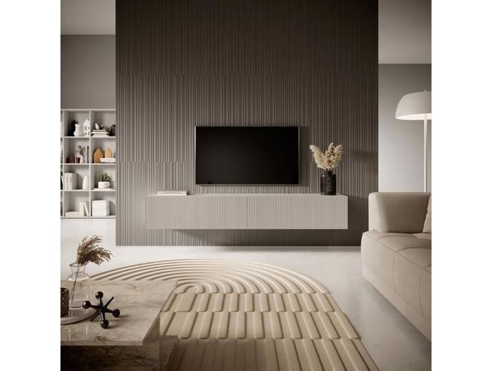 Meuble TV - SELSEY - Veldio - 175 cm - Gris-beige - 3 portes