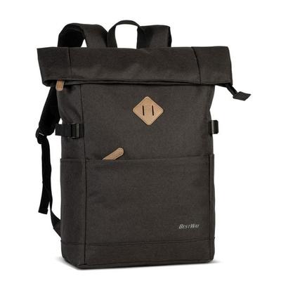 BESTWAY® Rucksack Campus Sytle, Rolltop, schwarz/schwarz, variabel von 19 bis 25 Litern