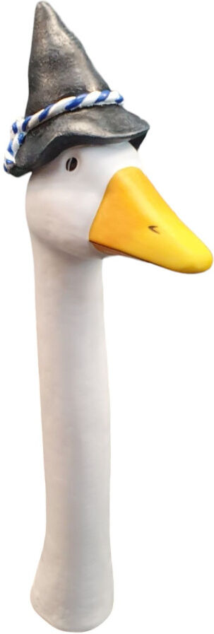 FD Figur Gänsekopf Filzhut 34cm Polyresin 34,5 x 8,5 x 4,5 cm weiß, grau