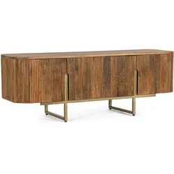 TV-Board Vilas aus Mangoholz, modern, natur, 140 cm Breite, goldenes Metallgestell