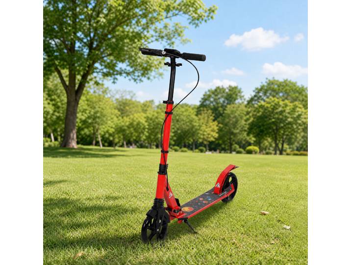 SPORTNOW Trottinette Pliable Aluminium Roues 18cm Frein Rouge