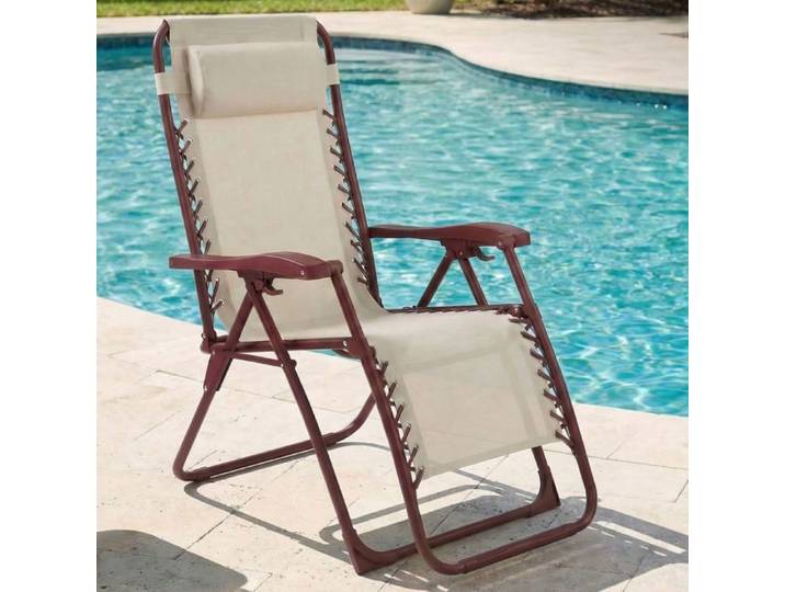 CASABEL chaise pliante Zéro Gravité Terracotta fauteuil extérieur inclinable et confortable Acier et toile Textilene résistante