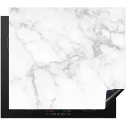 HERDABDECKPLATTE Marmor - Grau - Weiß - Strukturierter Marmor Glaskeramikkochfeldabdeckung 59x52 cm