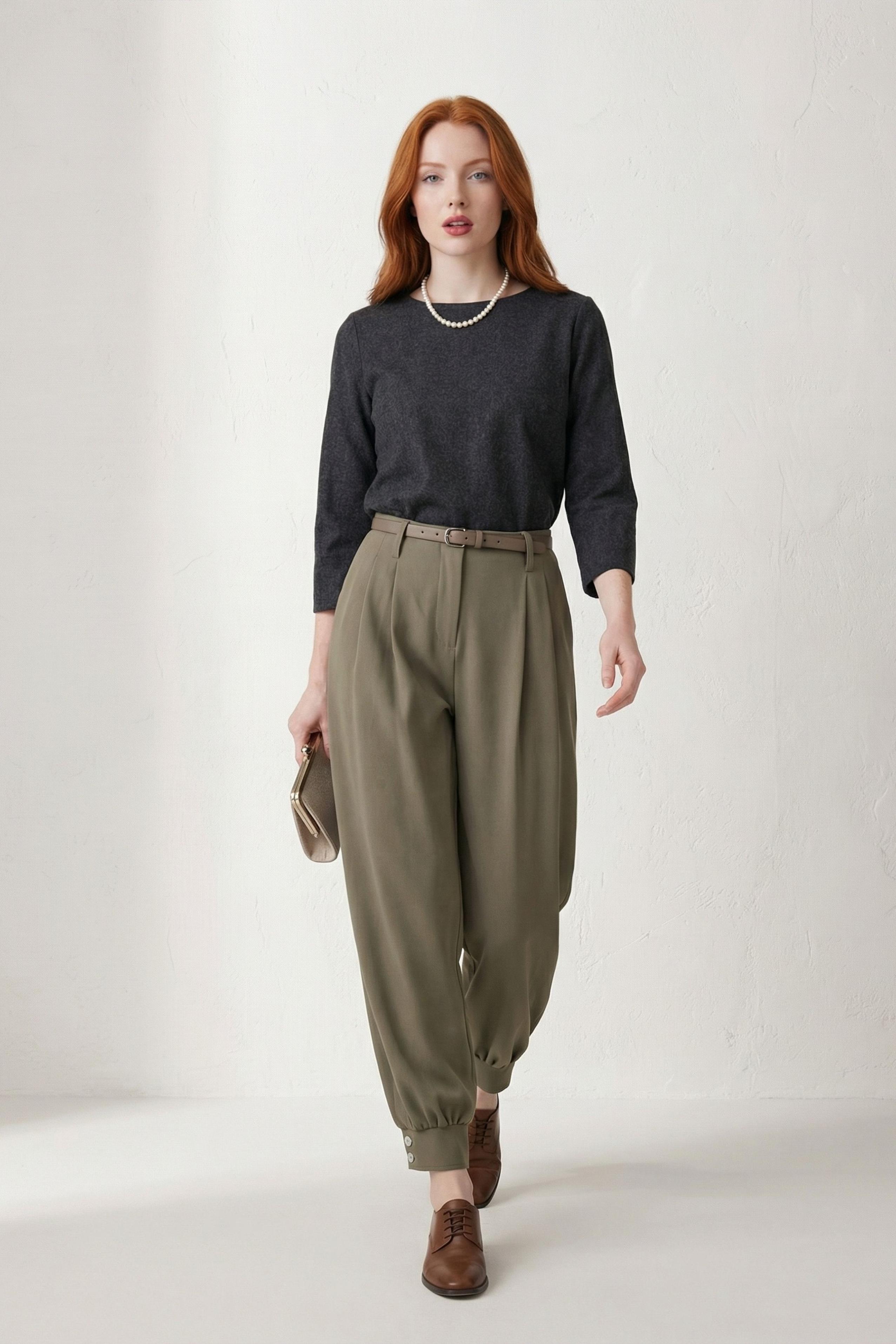 Gürtel-Bedruckte Leg Tailored Hose