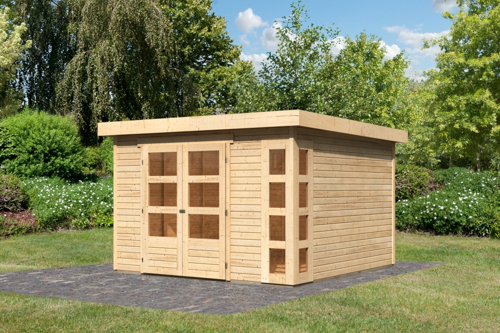 Karibu Gartenhaus Gerätehaus Kerko 6 naturbelassen 302x306x216 cm