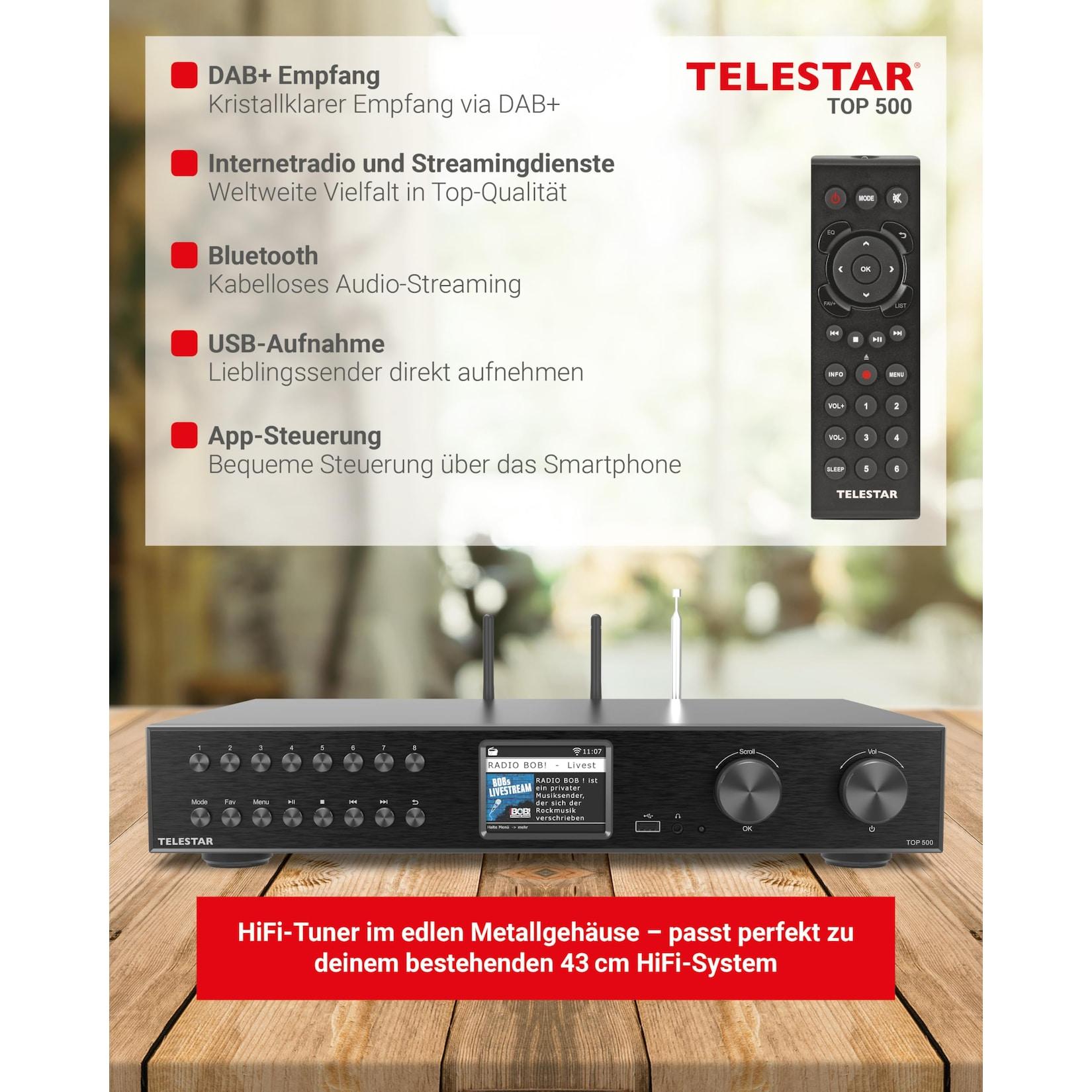 TELESTAR TOP 500 HiFi-Tuner 43 cm Breit, Internetradio DAB+ Bluetooth Schwarz