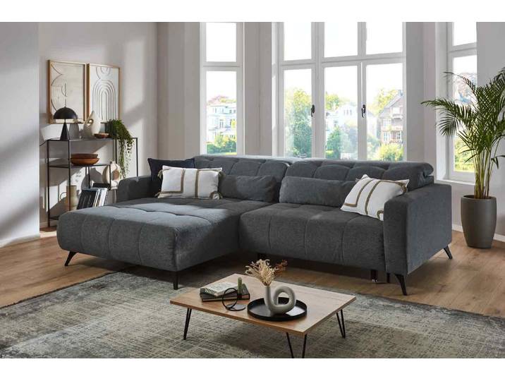 Ecksofa mit Motor & XXXL- Sitzvorzug Stoff