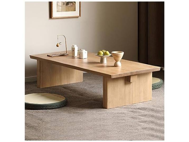 Japanischer Bodentisch, rechteckiger Stil Tatami-Tisch, Vintage Teetisch Niedriger Tisch oder Sitzen auf dem Boden Akzent Möbel (Color : Log color, S : 140x60x45cm)