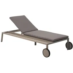 Sonnenliege Samvaro Khaki/Grau - mit integrierter Ablage aus Aluminium & Olefin