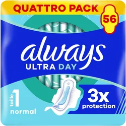 Always, Binden, Ultra Binde Normal mit Flügeln Quattropack 56 Damenbinden (56x)
