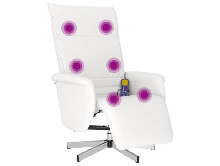 vidaXL Massagesessel mit Fußteil Weiß Kunstleder