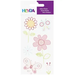 6x Heyda, Sticker, Sticker-Etikett Blumen rosa 6 Stück bunt (6 Sticker)