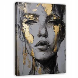BILDER Frau Abstrakt Grau Gold 60x40