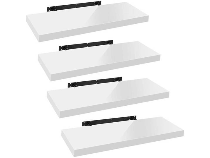 WOLTU Lot de 4 Étagère Murale Tablette Murale Étagère à Livres Panneau de Bois 60x22 9x3 8cm Blanc RG9478ws-4