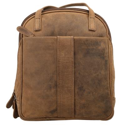 Cityrucksack BAGAN "BAGAN Damen echt Leder", Damen, Gr. B/H/T: 29cm x 24cm x 10cm, onesize, braun, Leder, Rindsleder, Retro, Rucksäcke Cityrucksack, echt Leder