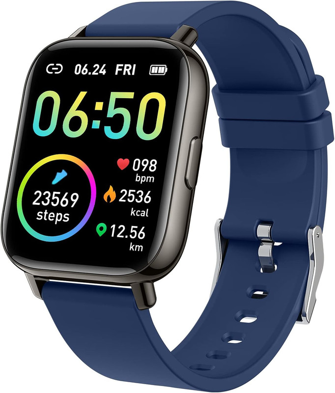 Jugeman P32 Blauwe Smartwatch met 1,69 inch HD scherm en fitness tracker voor mannen en vrouwen