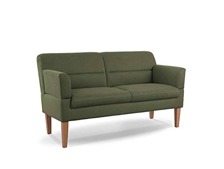 CAVADORE 2,5-Sitzer Küchensofa Kira / Sitzbank für Küche, Esszimmer oder Wohnküche inkl. Armteilverstellung / Leichte Fleckenentfernung dank Soft Clean / 168 x 94 x 81 / Flachgewebe: Grün