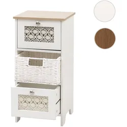 Kommode HWC-O75, Schubladenschrank, 3 Schubfächer Korbschubladen Holz Melamin 63x30x30cm ~ natur-weiß